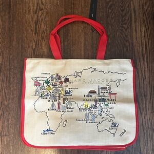 Marc Jacobs Beige Tote with Red Handles